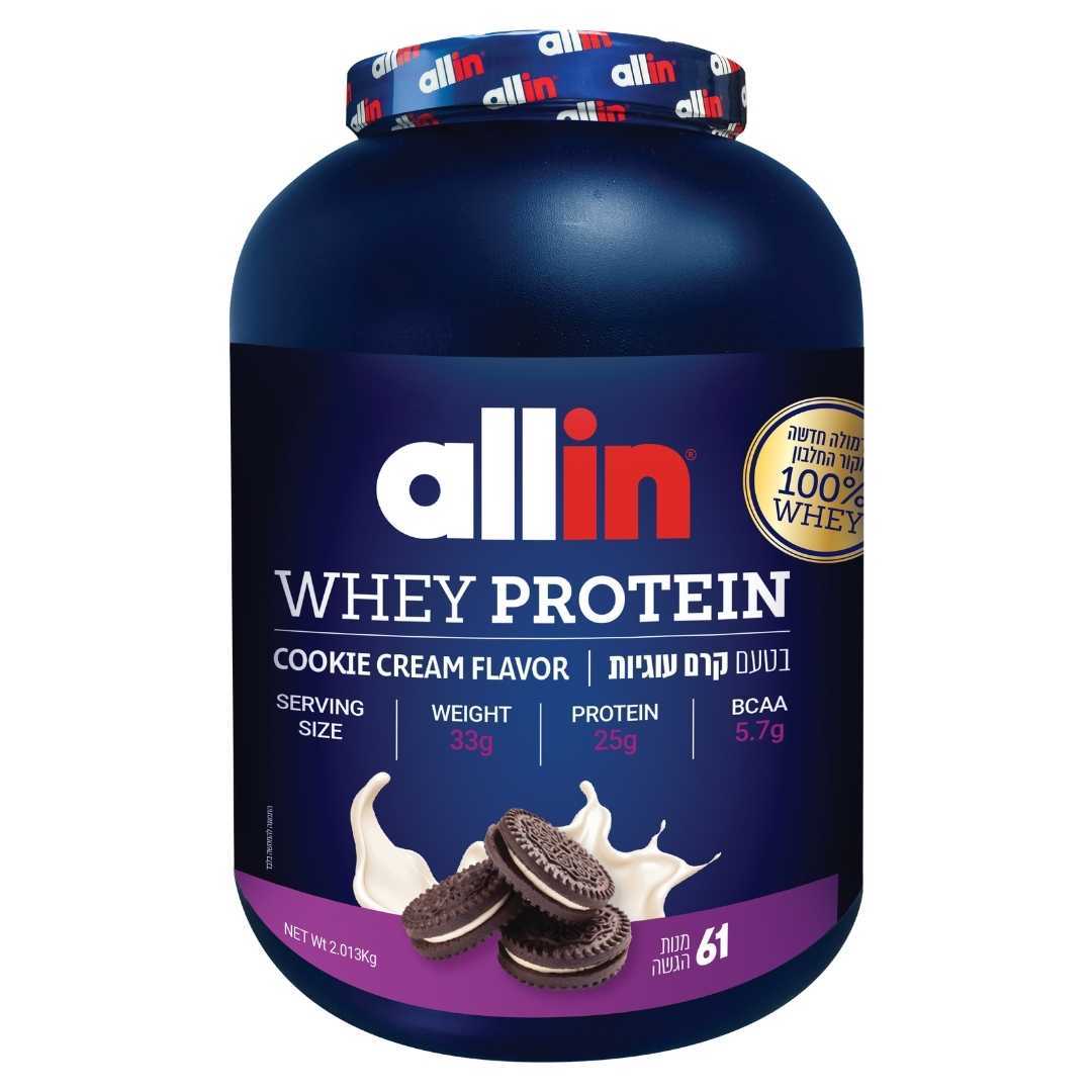 אבקת חלבון WHEY בטעם קרם עוגיות 2 ק"ג | אולאין - allin - פריקפוא