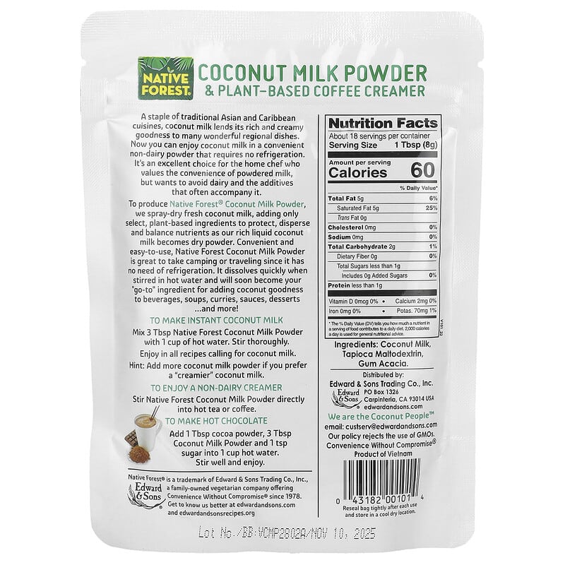 אבקת קרם / חלב קוקוס | Native Forest - מוצר בודד - פריקפוא