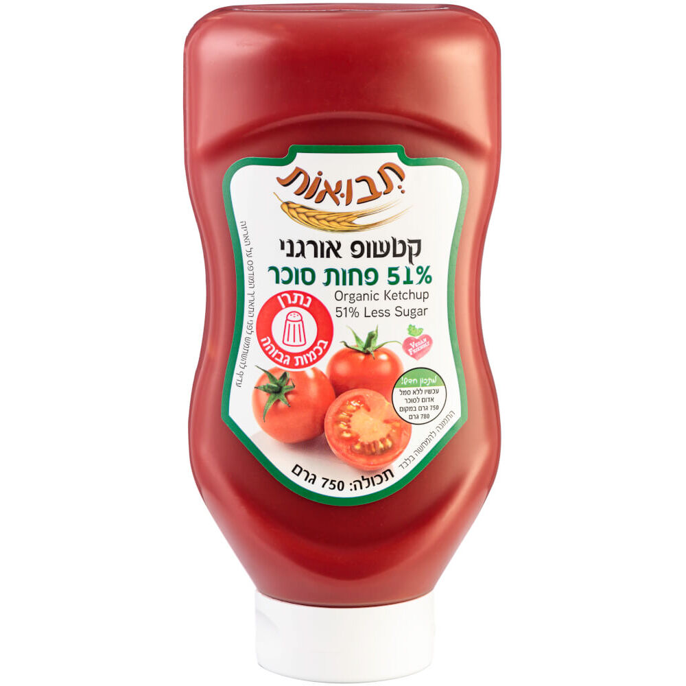 קטשופ אורגני 51% פחות סוכר - תבואות - פריקפוא