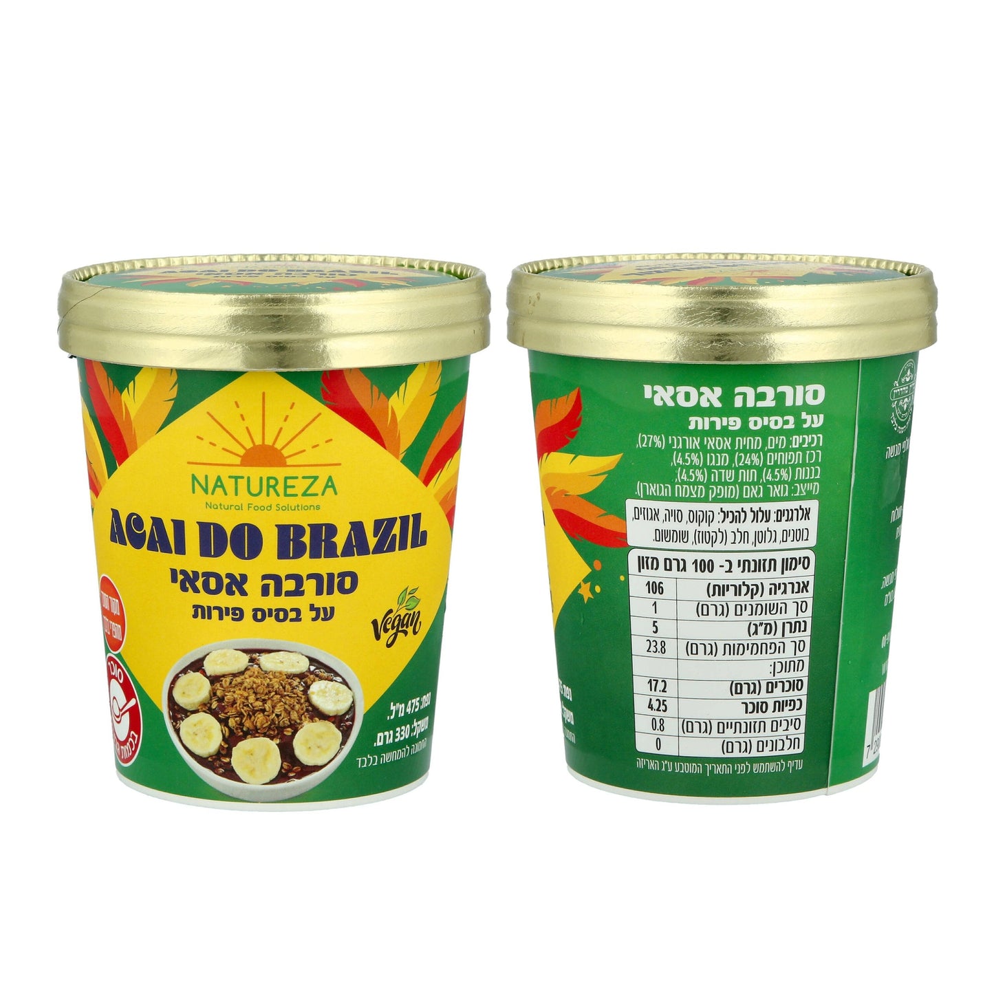 סורבה אסאי אורגני על בסיס פירות קפוא | Natureza - עתיד ירוק - פריקפוא