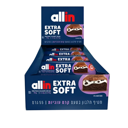חטיף חלבון בטעם קרם עוגיות אקסטרה סופט | 10 יחידות - allin - פריקפוא