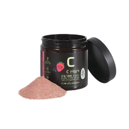 ויטמין C באבקה בטעם תות עם סמבוק שחור - ברא צמחים - פריקפוא