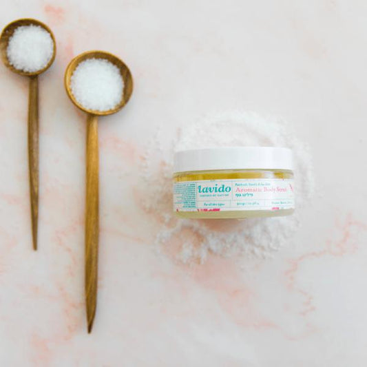 פילינג גוף ארומתרפי - פטשולי, וניל ומלח ים | לבידו - Lavido - פריקפוא