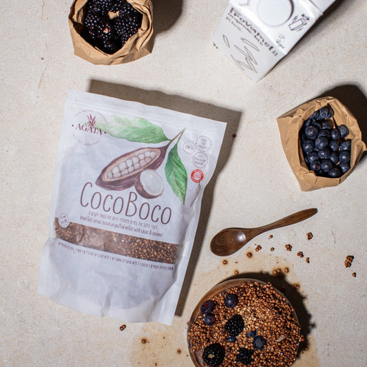 דגני בוקר על בסיס פצפוצי קינואה עם קקאו וקוקוס CocoBoco | אגתה - Agata - פריקפוא
