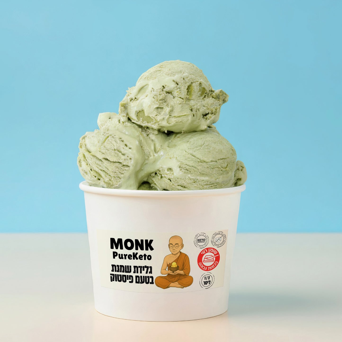 גלידת שמנת בטעם פיסטוק | מונק פיור קיטו - Monk Pure Keto - פריקפוא