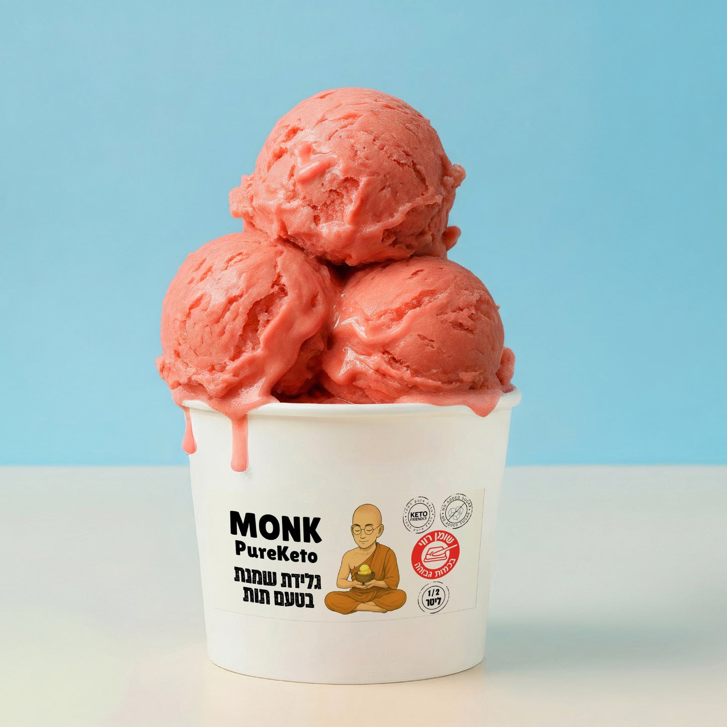 גלידת שמנת בטעם תות | מונק פיור קיטו - Monk Pure Keto - פריקפוא