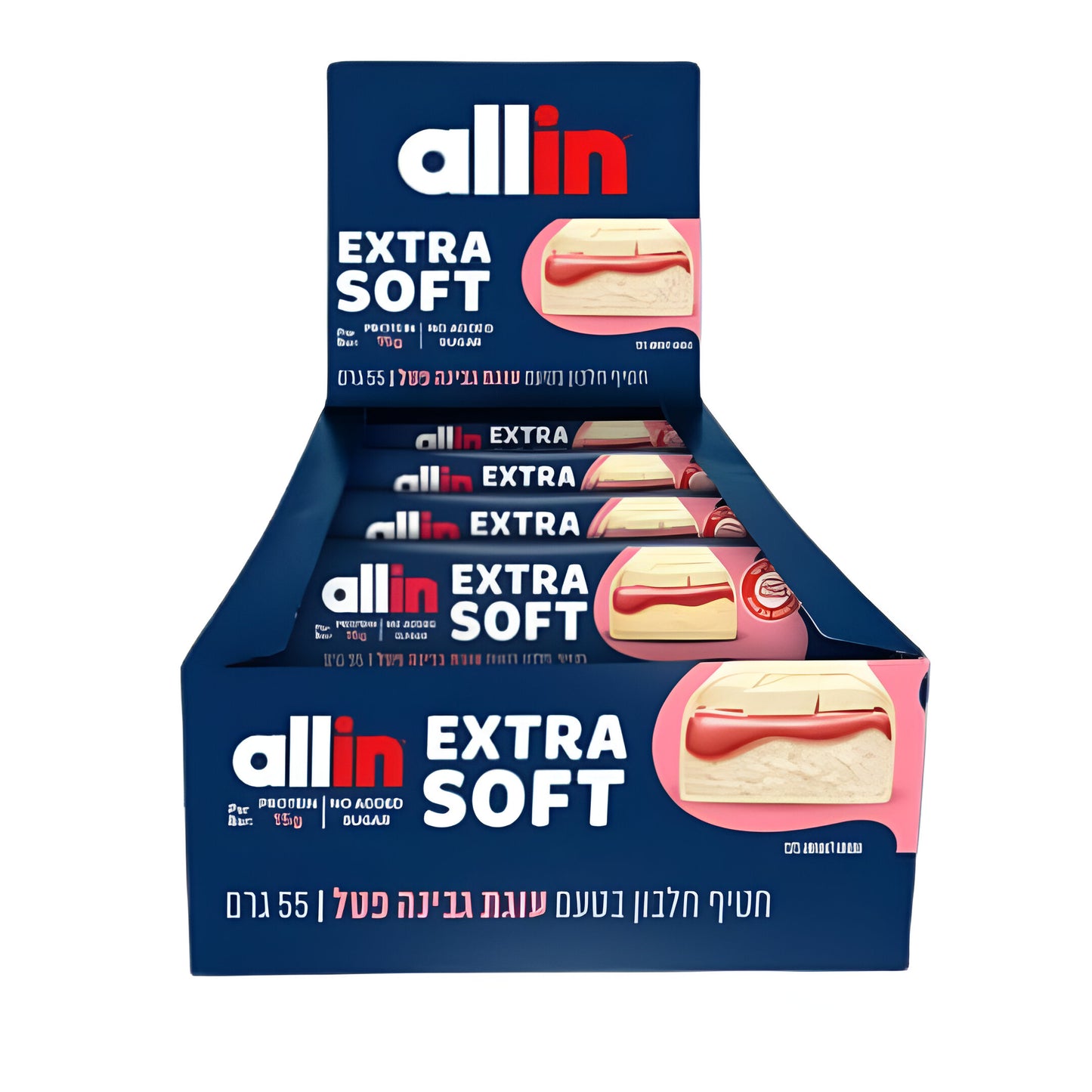 חטיף חלבון בטעם עוגת גבינה פטל אקסטרה סופט | 10 יחידות - allin - פריקפוא