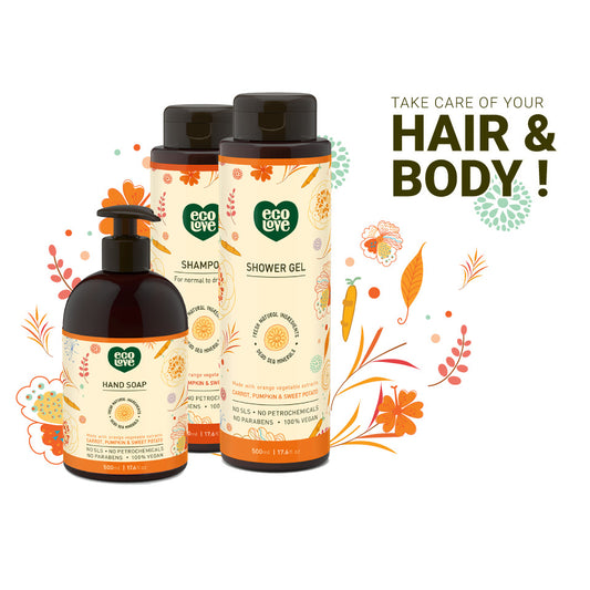 שמפו לשיער רגיל עד יבש - כתום | אקולאב - ecoLove - פריקפוא