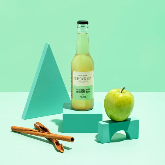משקה קמבוצ'ה מוגז אורגני תפוח וקינמון | היי קמבוצ'ה - Hi Kombucha - פריקפוא