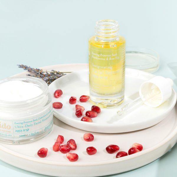 סרום הזנה לפנים - שמן זרעי נר הלילה, רוז היפ ולבונה | לבידו - Lavido - פריקפוא