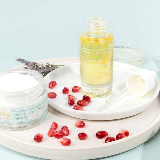 סרום הזנה לפנים - שמן זרעי נר הלילה, רוז היפ ולבונה | לבידו - Lavido - פריקפוא