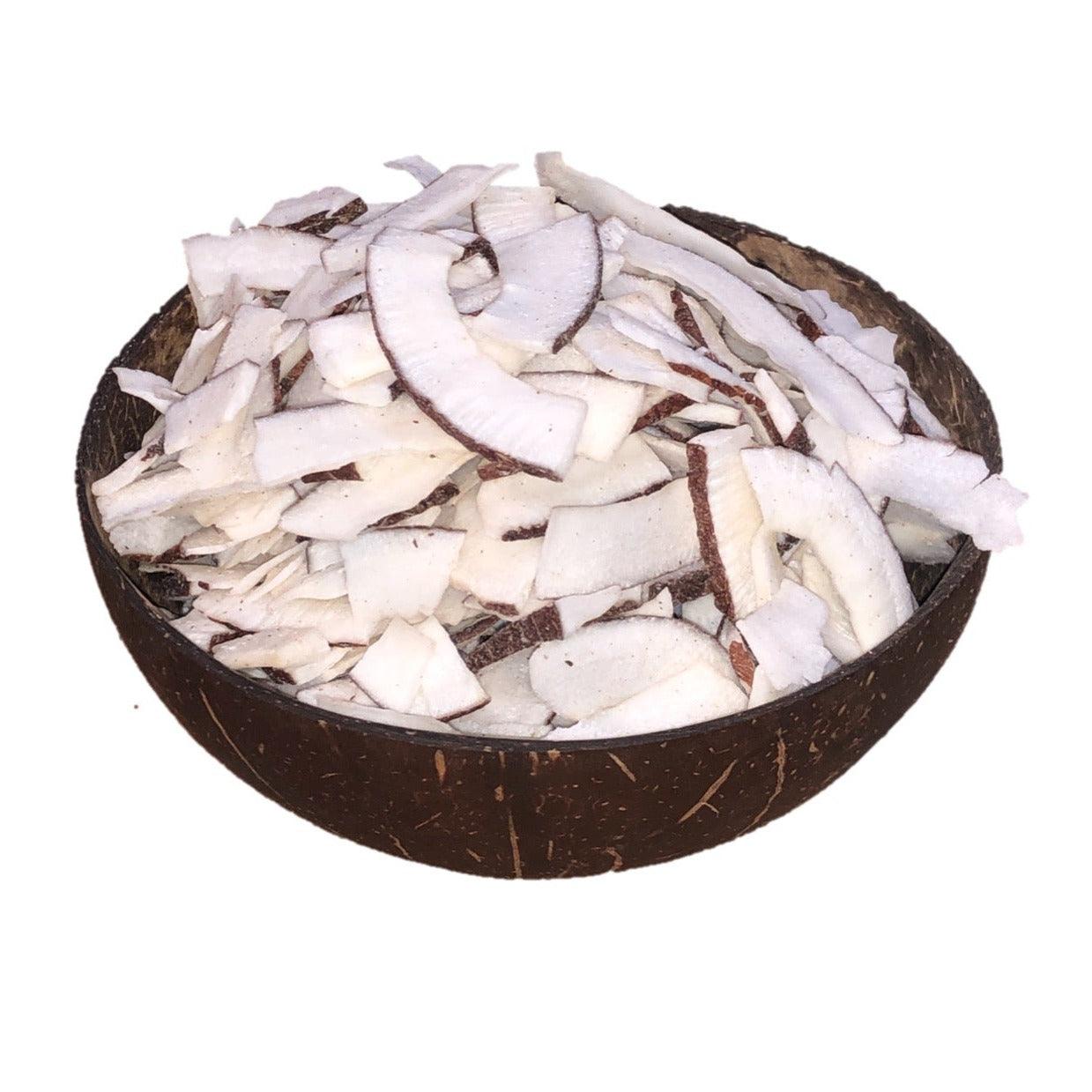 רצועות קוקוס טבעי מיובש בשמש עם קליפה במשקל - פריקפוא - פריקפוא