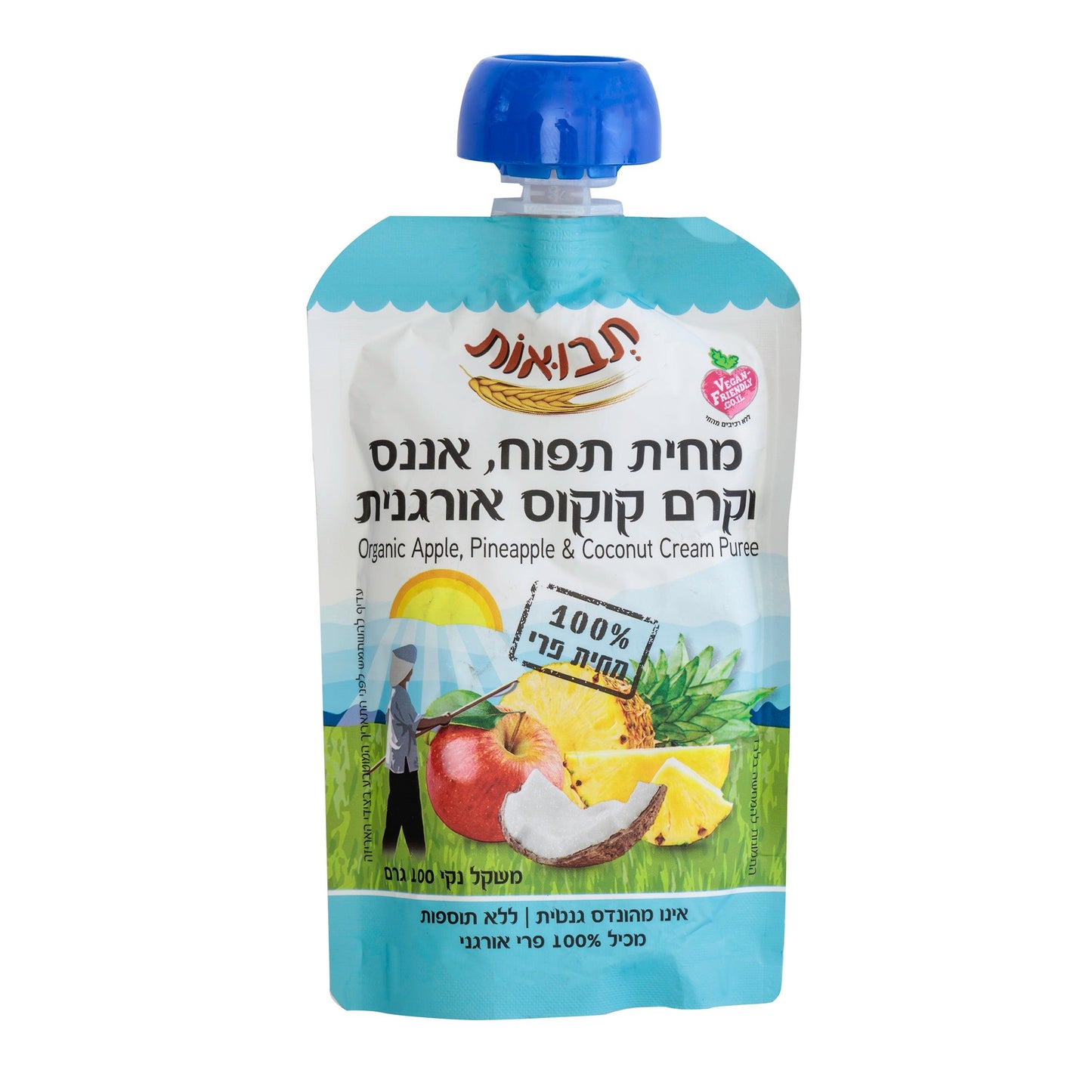 מחית תפוח אננס וקרם קוקוס אורגני - 6 יחידות - תבואות - פריקפוא