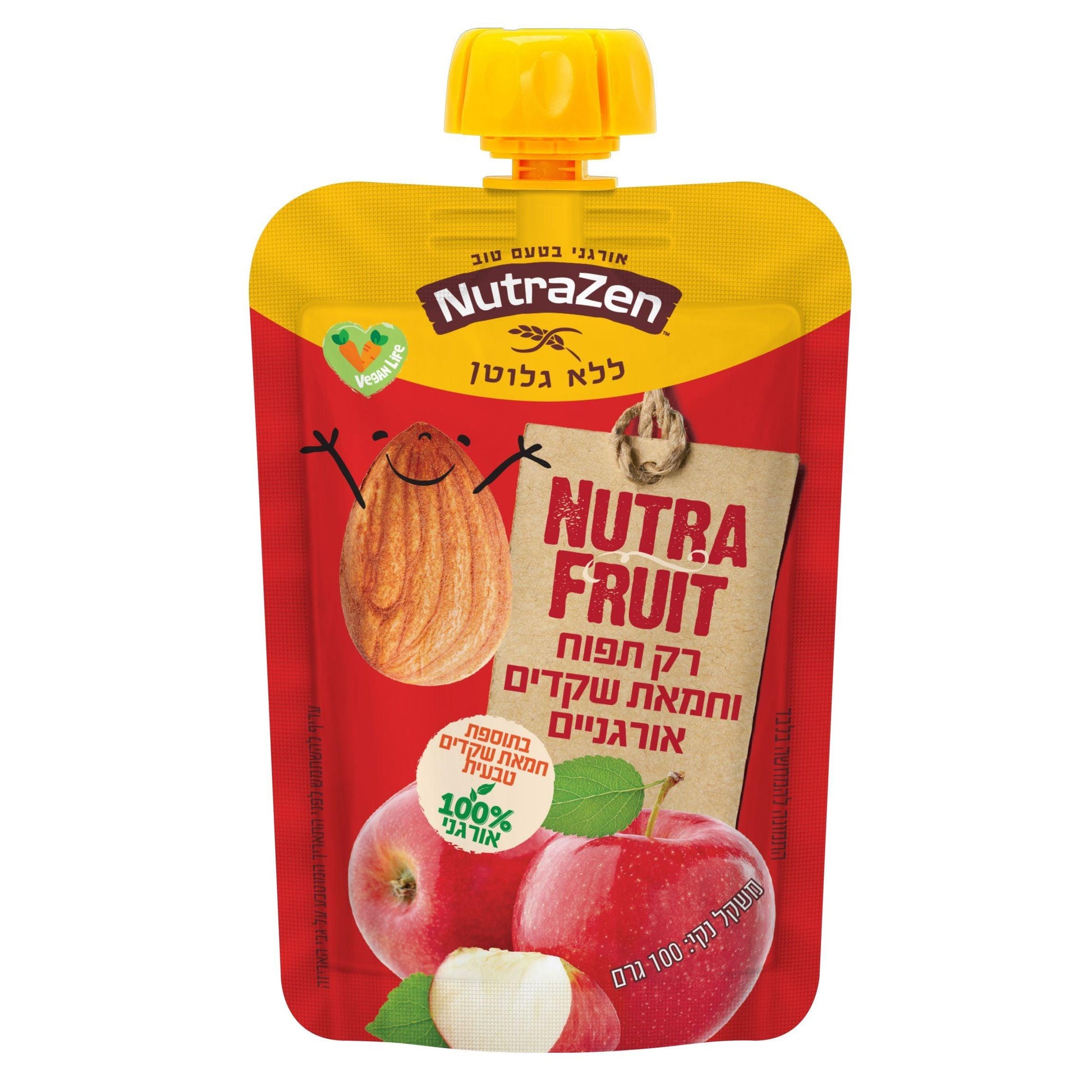 Nutra Fruit - מחית אורגנית תפוחי עץ וחמאת שקדים | נוטרה זן - 6 יחידות - NutraZen - פריקפוא