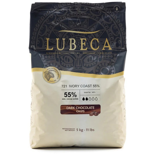 שוקולד צ׳יפס מריר מטבעות 55% - 5 ק"ג | לובקה - Lubeca - פריקפוא