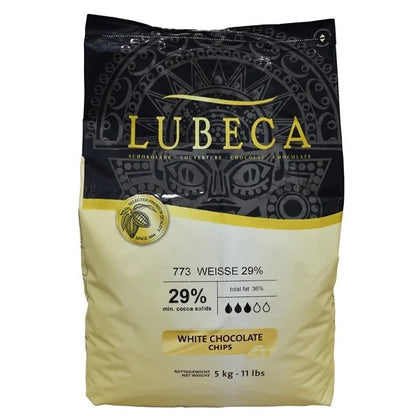 שוקולד צ׳יפס לבן מטבעות 29% - 5 ק"ג | לובקה - Lubeca - פריקפוא
