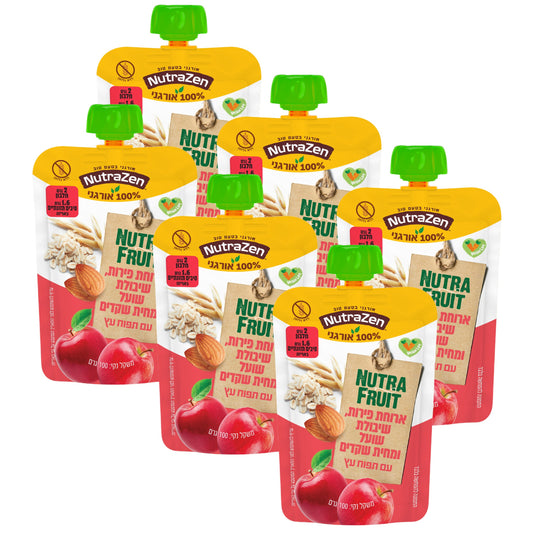 Nutra Fruit - ארוחת פירות, שיבולת שועל ומחית שקדים עם תפוח עץ אורגני ללא גלוטן | נוטרה זן - 6 יחידות - NutraZen - פריקפוא