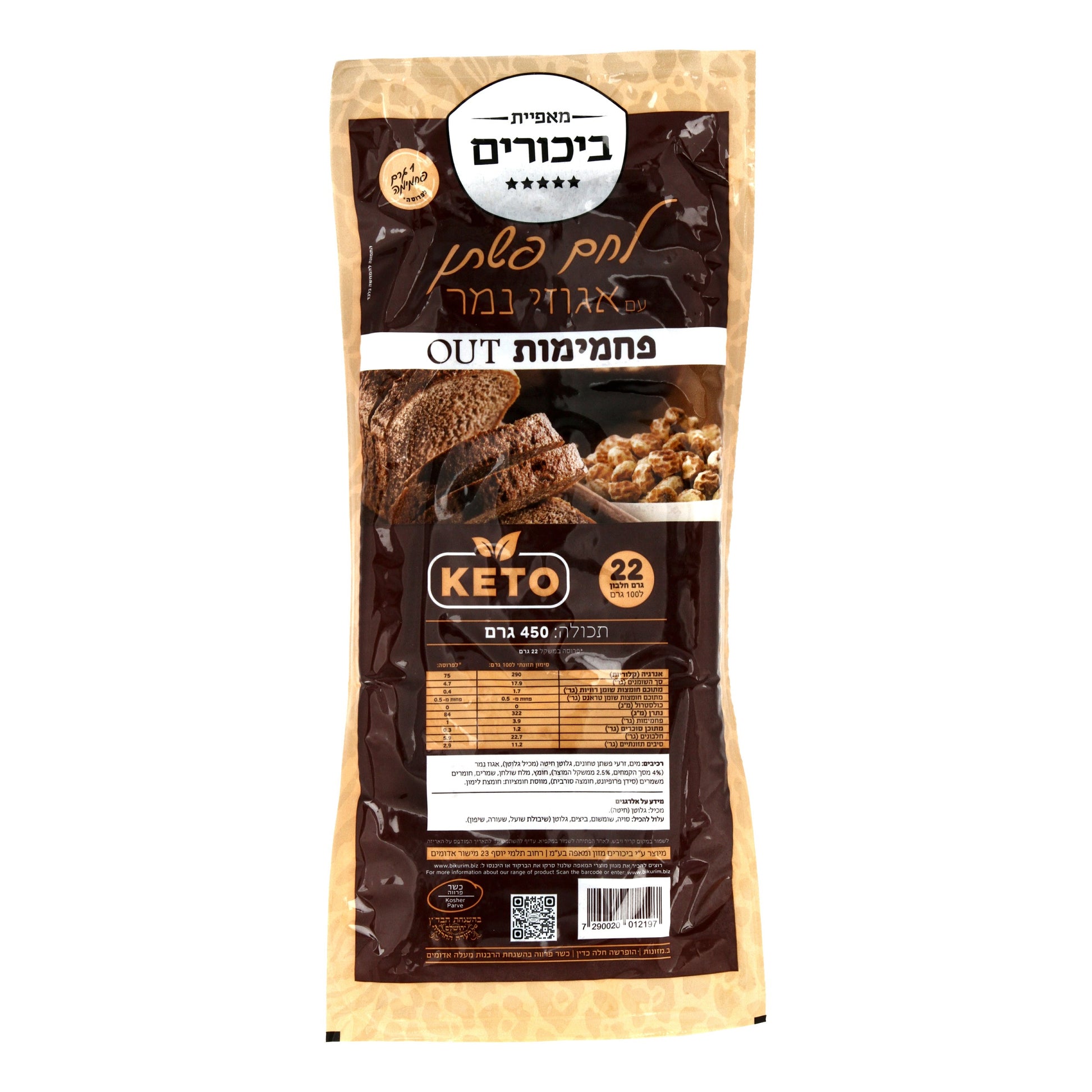 לחם פשתן עם אגוזי נמר דל פחמימות - מאפיית ביכורים - פריקפוא