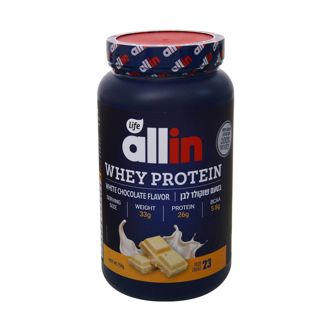 אבקת חלבון WHEY בטעם שוקולד לבן | אולאין - allin - פריקפוא