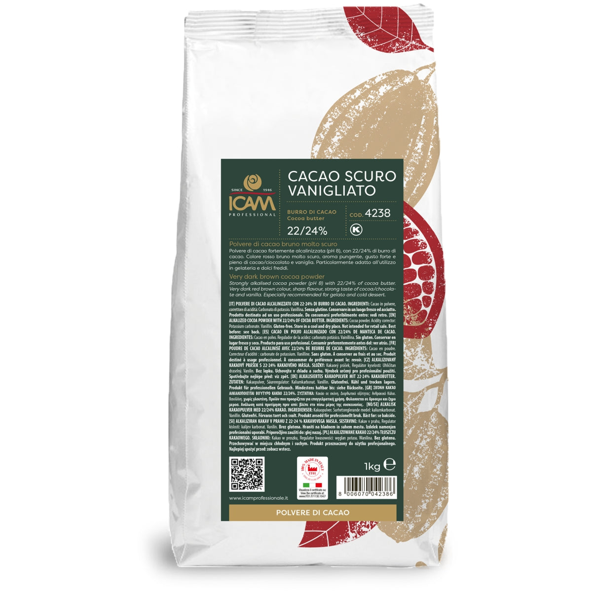 אבקת קקאו הולנדית 22-24% וניל כהה