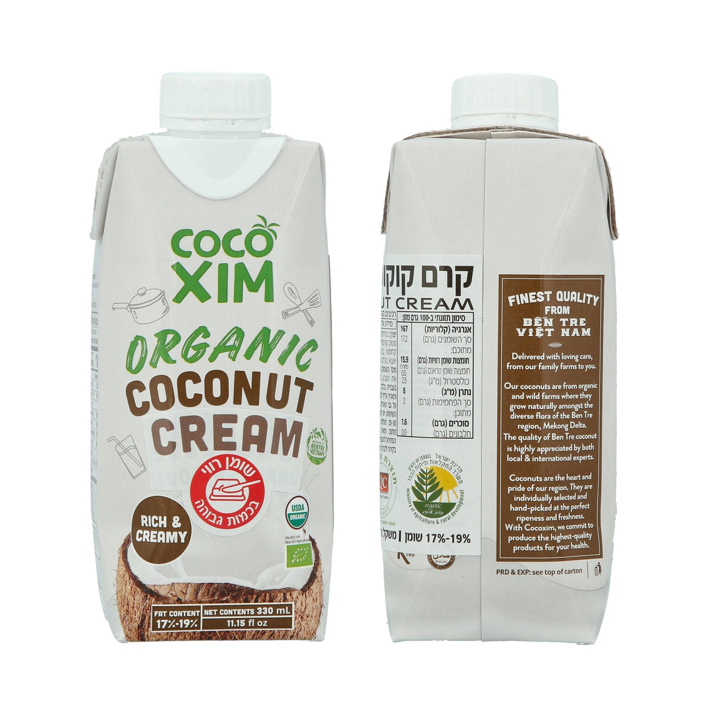קרם קוקוס אורגני 17-19% - 330 מ"ל COCOMIX - עתיד ירוק - פריקפוא