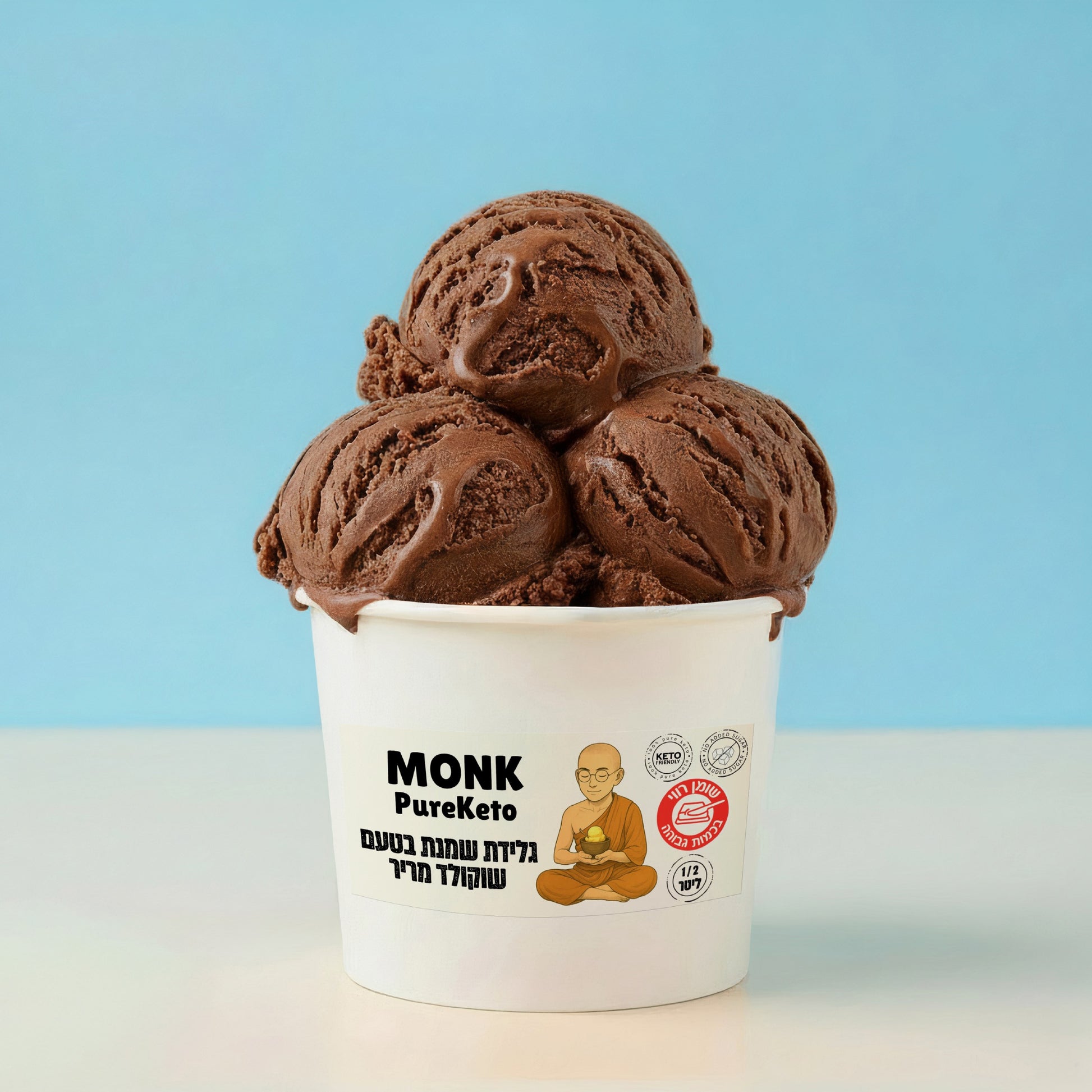 גלידת שמנת בטעם שוקולד מריר | מונק פיור קיטו - Monk Pure Keto - פריקפוא