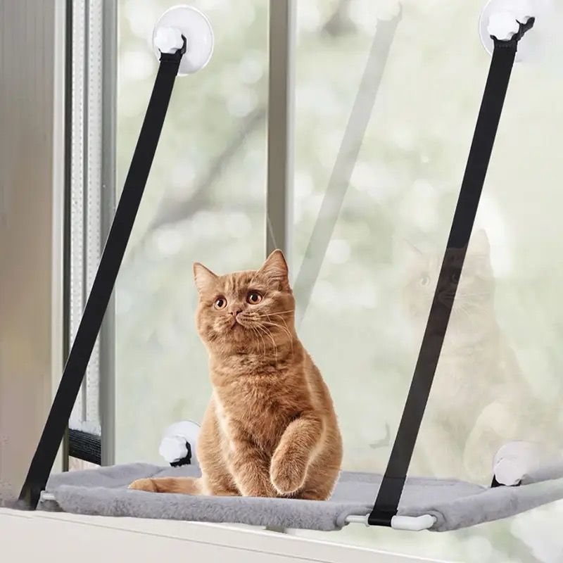 מיטת ערסל בתלייה לחתול - מבד פרוותי - נצמד לחלון - חזק במיוחד - Feed My Pet - פריקפוא