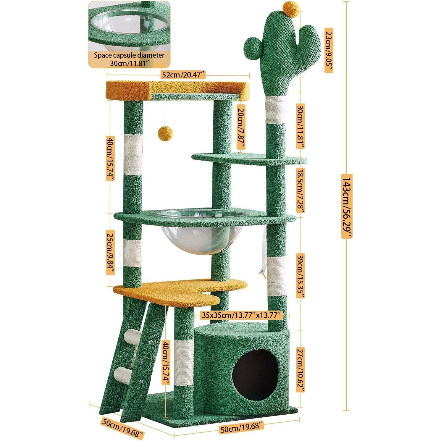 מתקן גירוד מעוצב קקטוס לחתולים בעל 5 קומות - Feed My Pet - פריקפוא