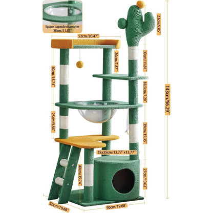 מתקן גירוד מעוצב קקטוס לחתולים בעל 5 קומות - Feed My Pet - פריקפוא