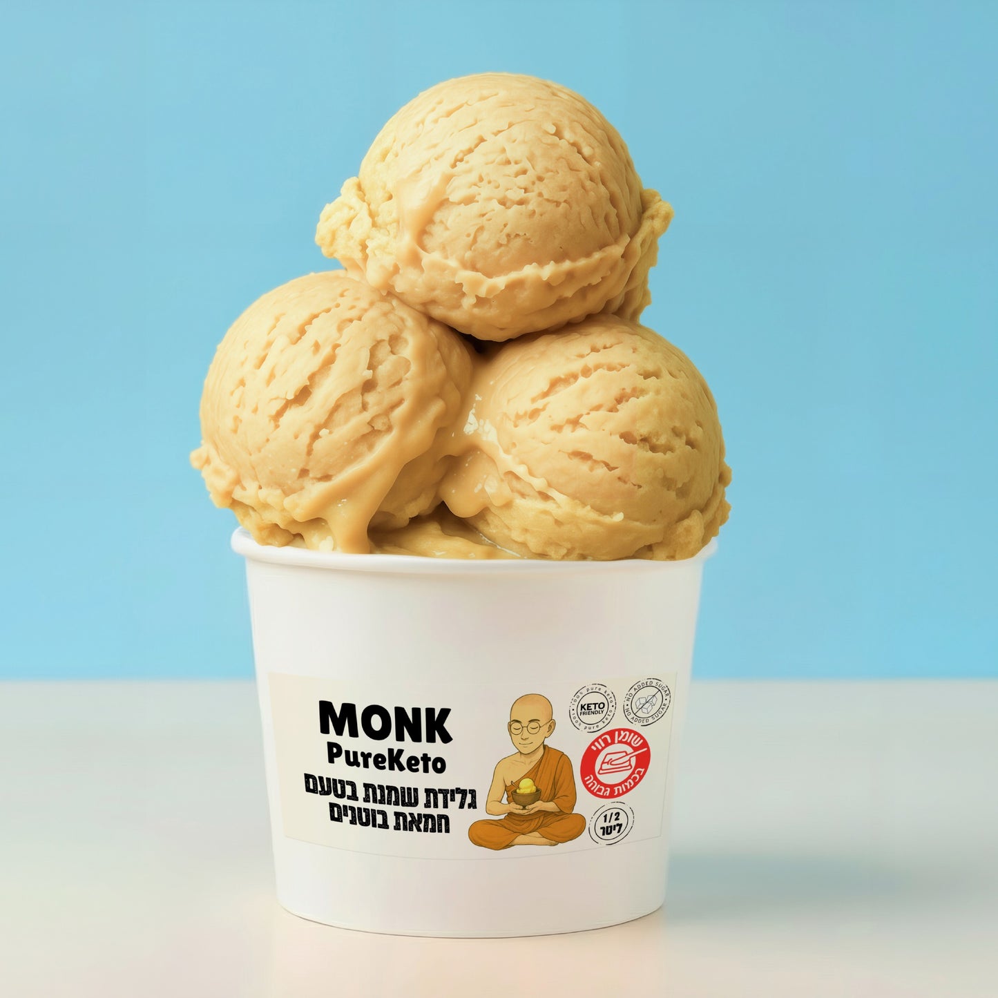 גלידת שמנת בטעם חמאת בוטנים | מונק פיור קיטו - Monk Pure Keto - פריקפוא
