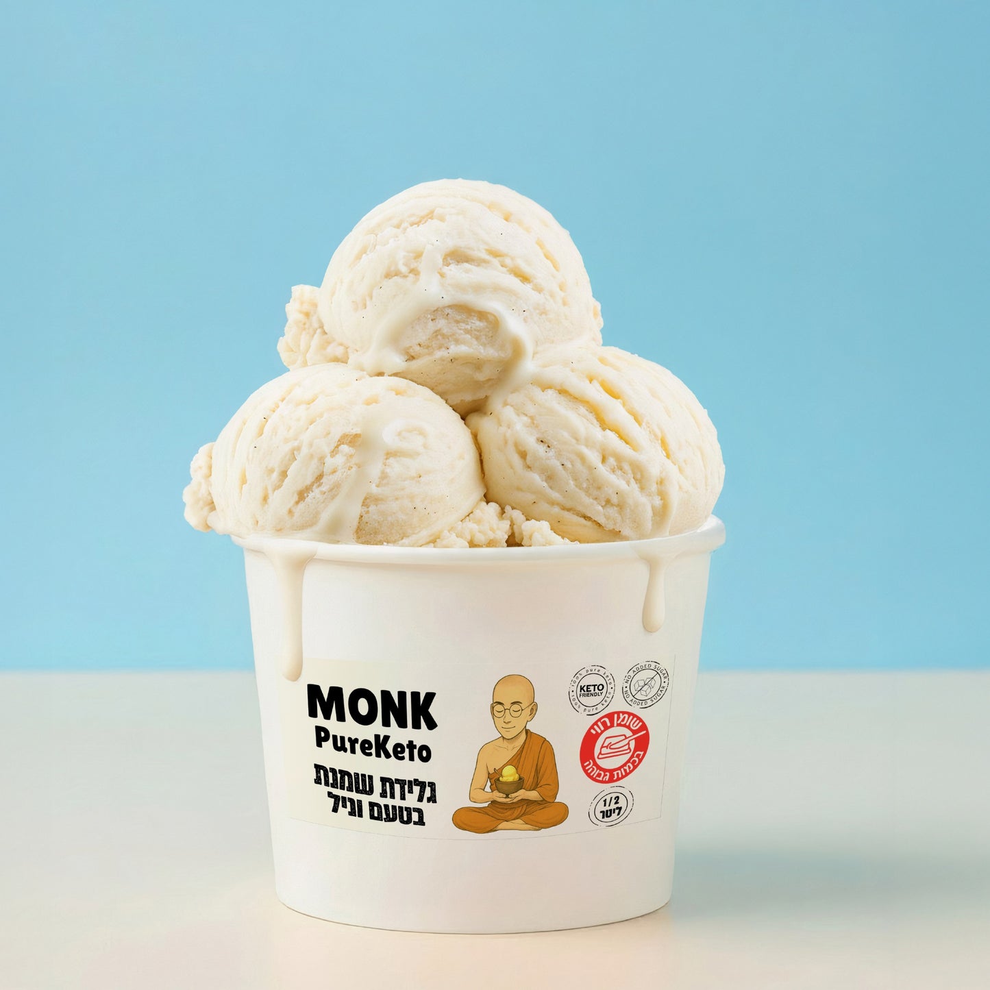 גלידת שמנת בטעם וניל | מונק פיור קיטו - Monk Pure Keto - פריקפוא