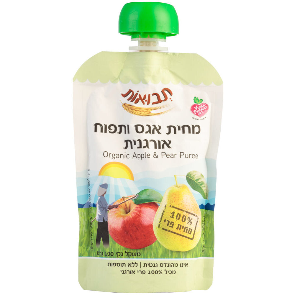 מחית אגס ותפוח אורגני - 6 יחידות - תבואות - פריקפוא