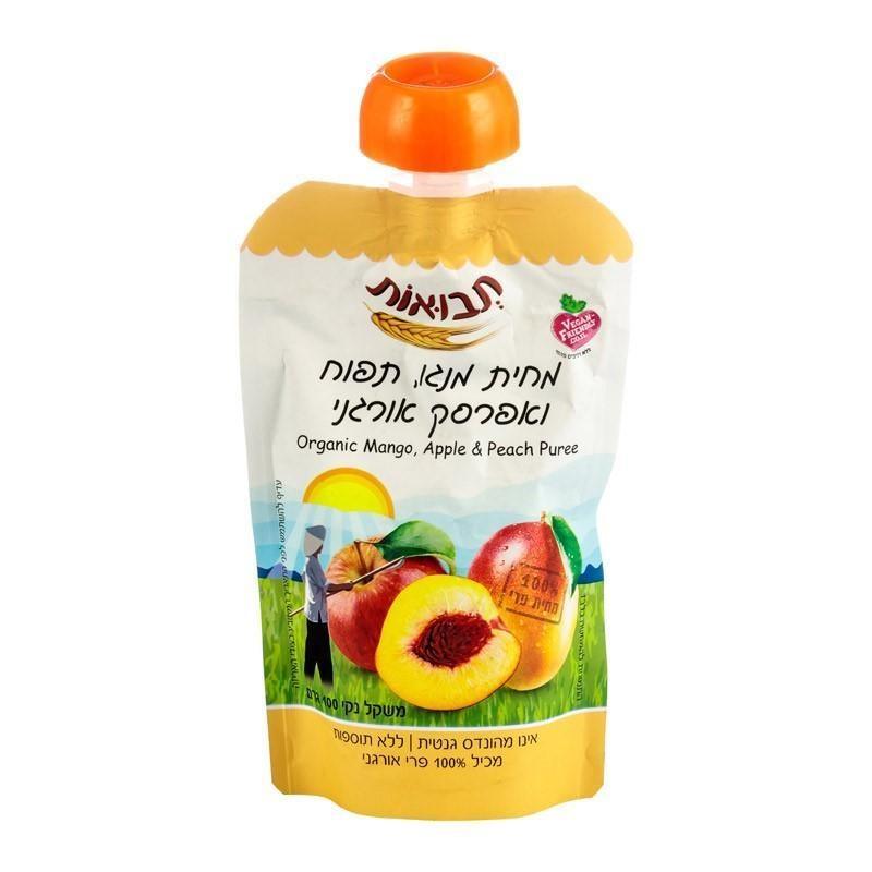 מחית מנגו תפוח ואפרסק אורגני - 6 יחידות - תבואות - פריקפוא