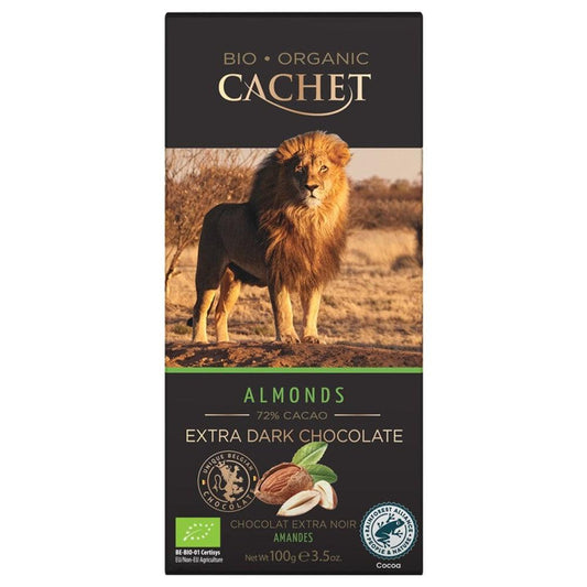 שוקולד מריר אורגני 72% עם שברי שקדים - Cachet - פריקפוא